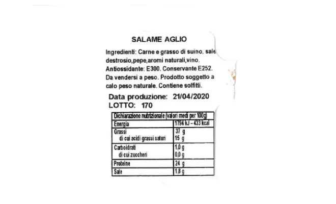 Confezione di SALAME NOSTRANO DOLCE CON AGLIO