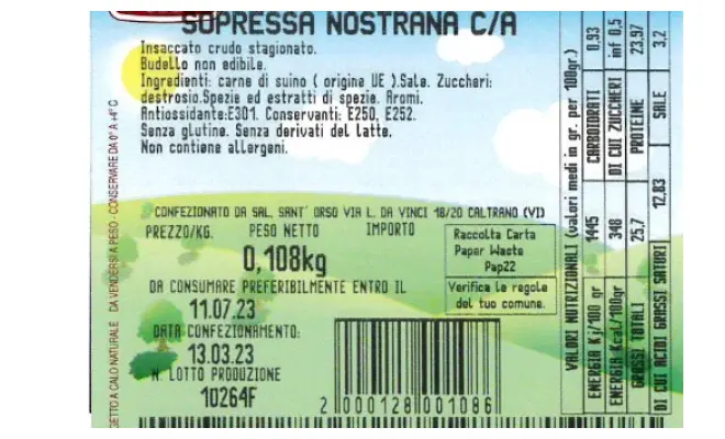 Confezione di SOPRESSA NOSTRANA C/A
