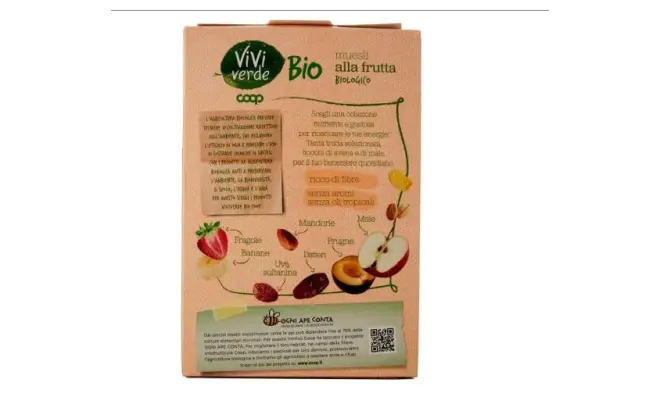 Confezione di MUESLI ALLA FRUTTA BIO VIVEREVERDE COOP SCATOLA g. 375