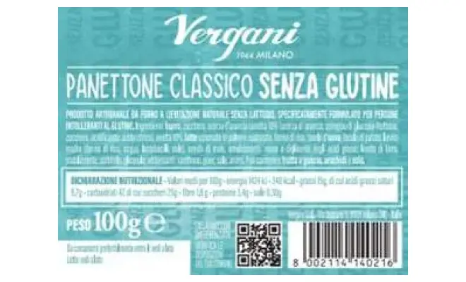 Confezione di panettone senza glutine Vergani 100 g