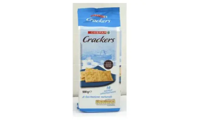 Confezione di CRACKER SALATO SENZA GRANELLI DI SALE IN SUPERFICIE 500gr