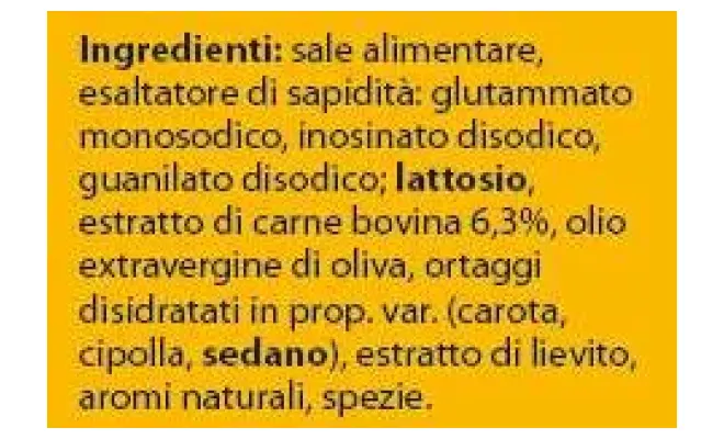 Confezione di Granulare per brodo e condimento a base di glutammato