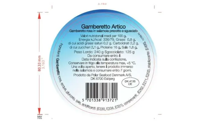 Confezione di Gamberetto rosa in salamoia precotto e sgusciato