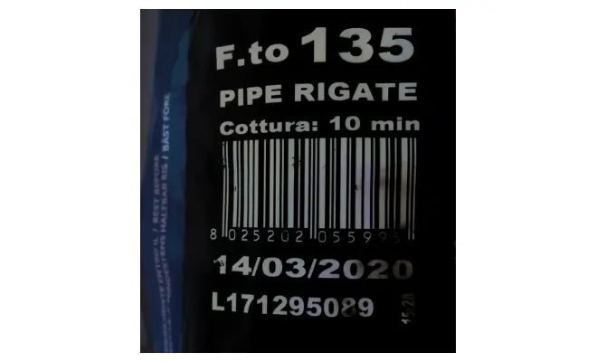 Confezione di Pasta di semola BIO - PIPE RIGATE 135