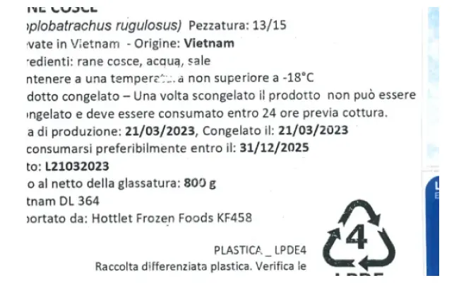 Confezione di RANE COSCE