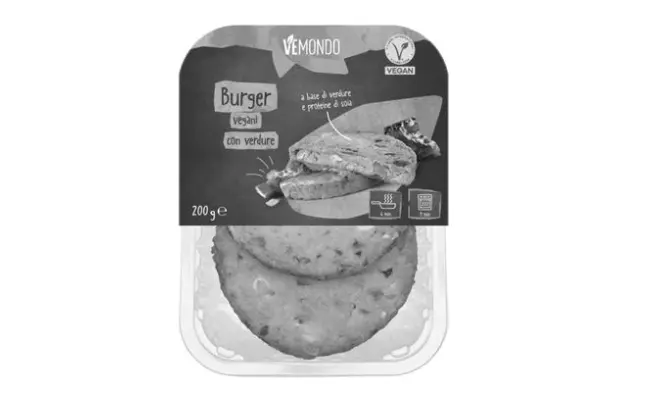 Confezione di Burger vegani con verdure