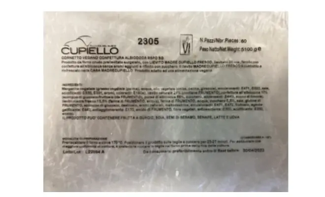 Confezione di 2305 CORNETTO CURVO MADRE PLANT BASED CONFETTURA ALBICOCCA PALMA SEGREGATO - RSPO SG 60 PZ