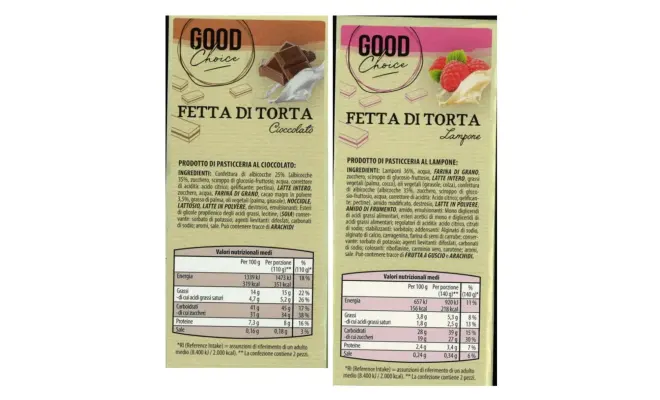 Confezione di Fette di torta - varietà cioccolato e varietà lampone