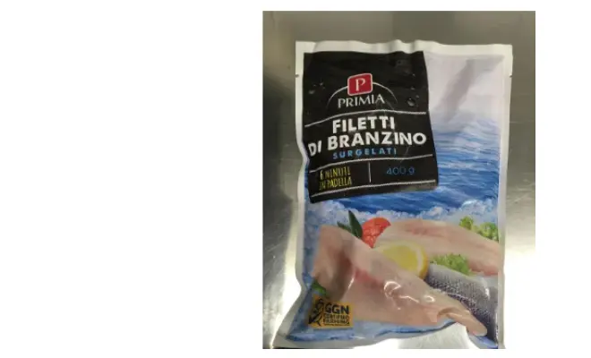 Confezione di filetto di branzino surgelato